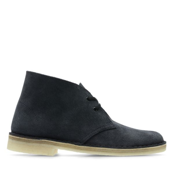 Clarks Womens Desert Boot Ankle Boots Ink Suede | UK-7451098 - Click Image to Close